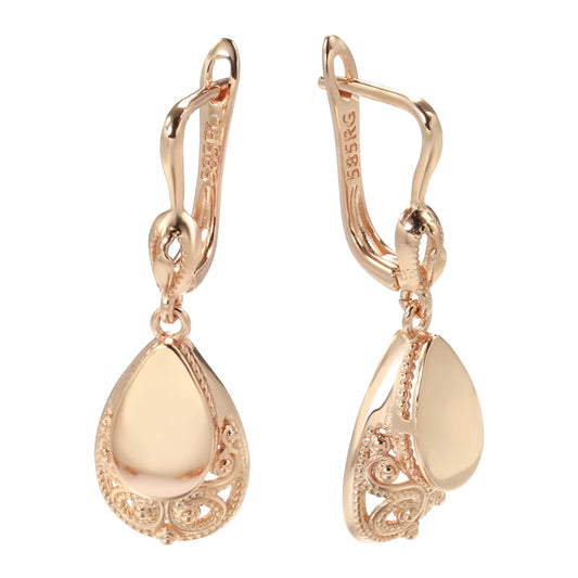 Low-priced High-Gloss Rose Gold Tear Drop Earrings 